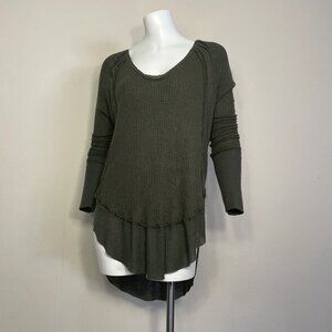 We The Free People Top Size S Catalina Military Green Long Sleeve Tunic Thermal